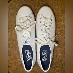 Keds White Leather Lace-Up Sneakers